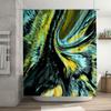 Modern Colorful Shower Curtain with Abstract Print for Bathroom Decor Green Blue Yellow Black White Gray Artistic Design Waterpr