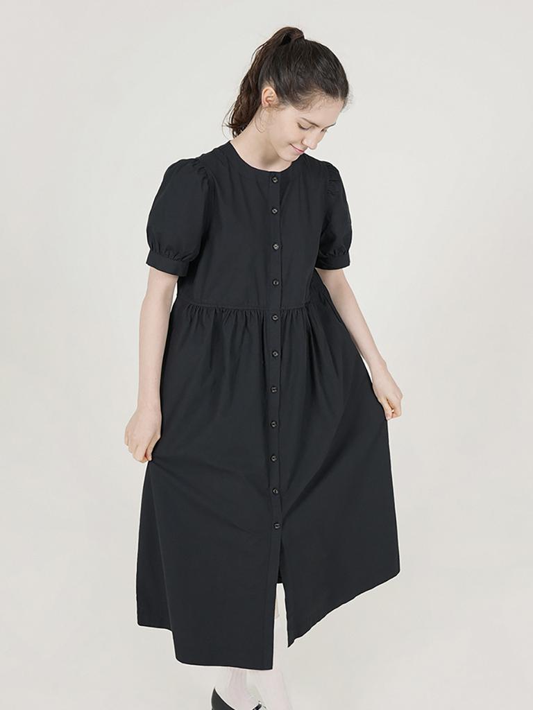 Chikita Puff Sleeveless Dress (Light Cotton) Black 252204Sbk