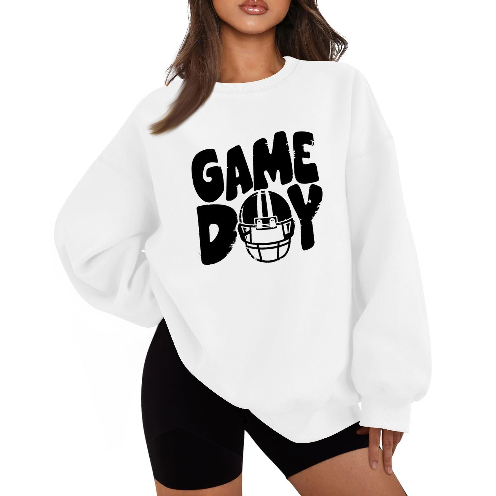 

Женская повседневная мода с длинным рукавом и принтом, с круглым вырезом, свободная толстовка XL белый