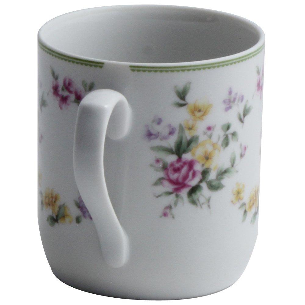 NARUMI Flower Mug with Lid, 290cc, Cute Floral Pattern, Flower Ring Design, Tea Strainer Included, Lidded Mug, Mother's Day Gift, Microwave Safe,
