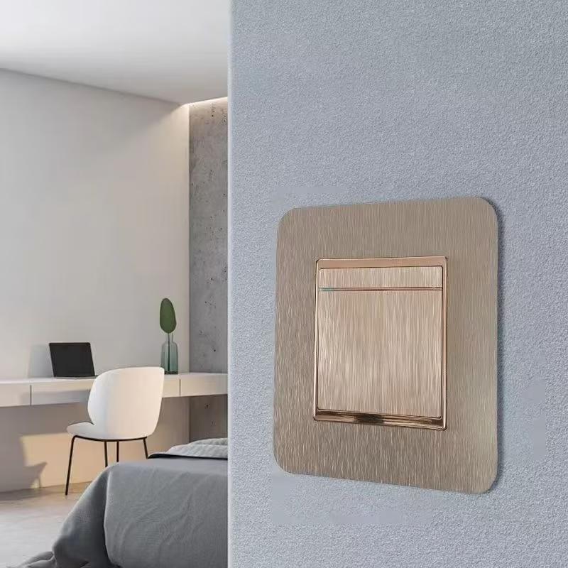 4pcs Modern Simple Anti-Dirty Buckle Type Non-Adhesive Dustproof Switch Protective Cover Outlet Wall Sticker Aluminum Socket Fra