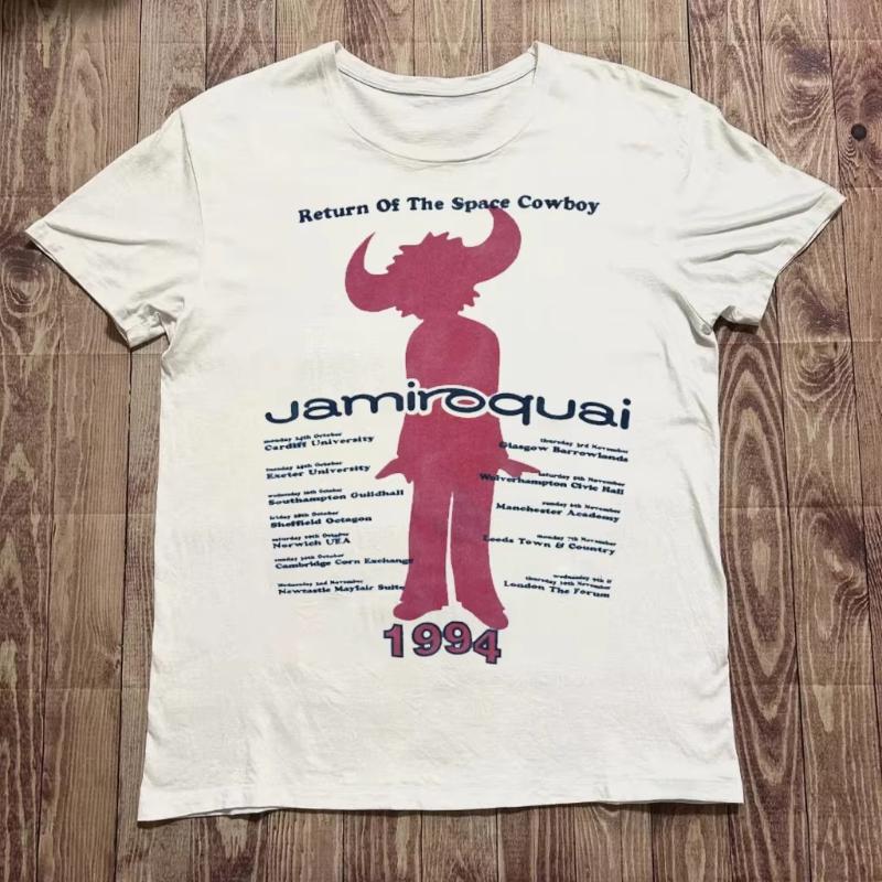 Retro High Street Sports Tshirt Printed Cotton Casual Tshirt Rock Y2k Top Retro Jamiroquai Band Pattern Repint Tshirt