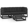4 Pcs Garden Set with Cushions Solid Pine Wood