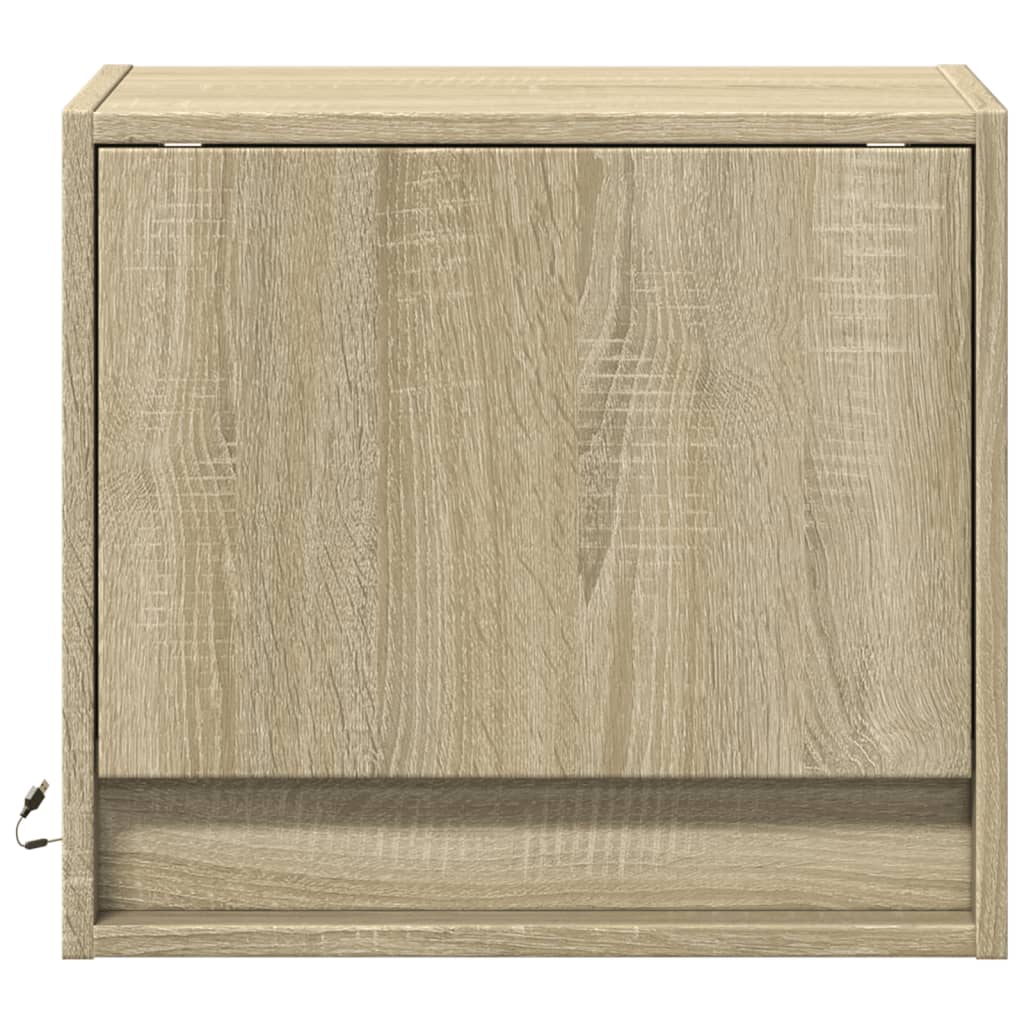 Wall Mounted Nightstands with LED Lights 2 pcs Sonoma Oak