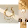 Stylish Retro Three Layer Necklace With Unique Geometric Shape For Fashionable Women