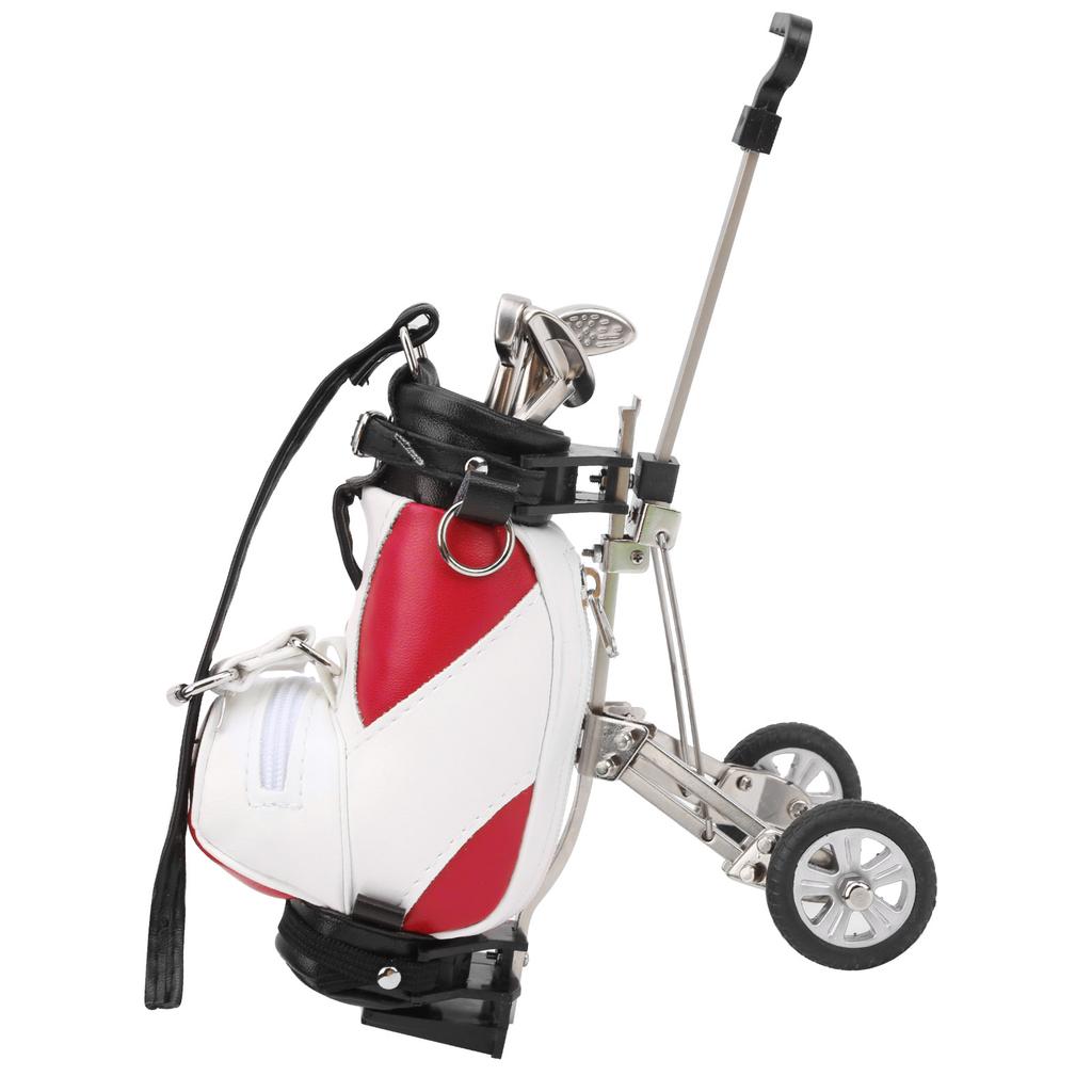 Desktop Golf Pen Set 3 Ballpoint Pens and Mini Bag Zinc Alloy Golf Pen Holding BagRed White