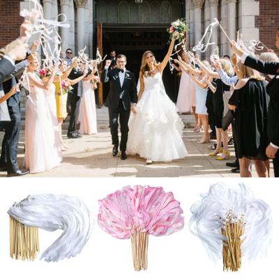 2Pcs Ribbon Fairy Wands with Bells And Ribbon Lace Design Party Favors Wands for Weddings Birthday Parties Decorative Silk Stick Lightweight Magical