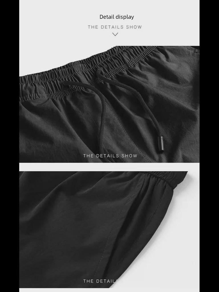 Pantaloni da Uomo Estivi in Seta Ghiaccio Elastici Slim Fit a Nove Punti - Stile Coreano Trendy Casual Abbigliamento Sportivo.