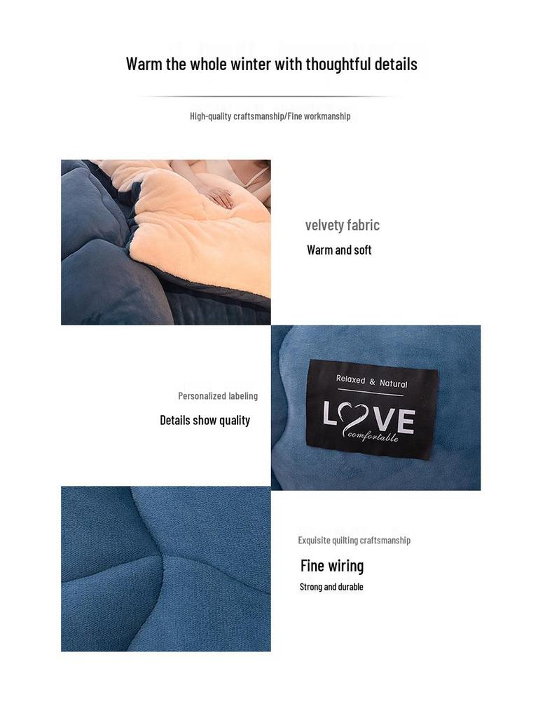 Winter Lammwoll-Samt-Steppdecke: Doppelseitige Fleecedecke - Warme Baumwolle, Doppelgröße, Ideales Geschenk