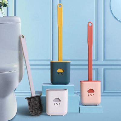 Wall-Mounted Silicone Toilet Brush with Base for Bathroom Cleaning