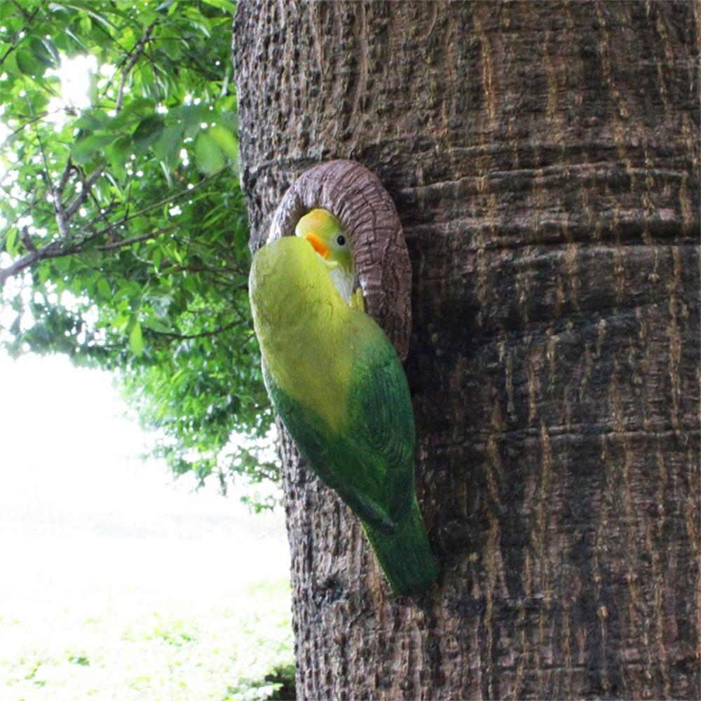 Owl Figurines Simulated Tree Hanging Resin Feeding Bird Statue Outdoor Garden Animal Ornaments