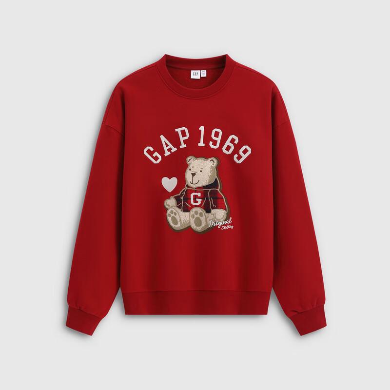 GAP Unisex Logo Bear Patch Fleece Crewneck Sweatshirt