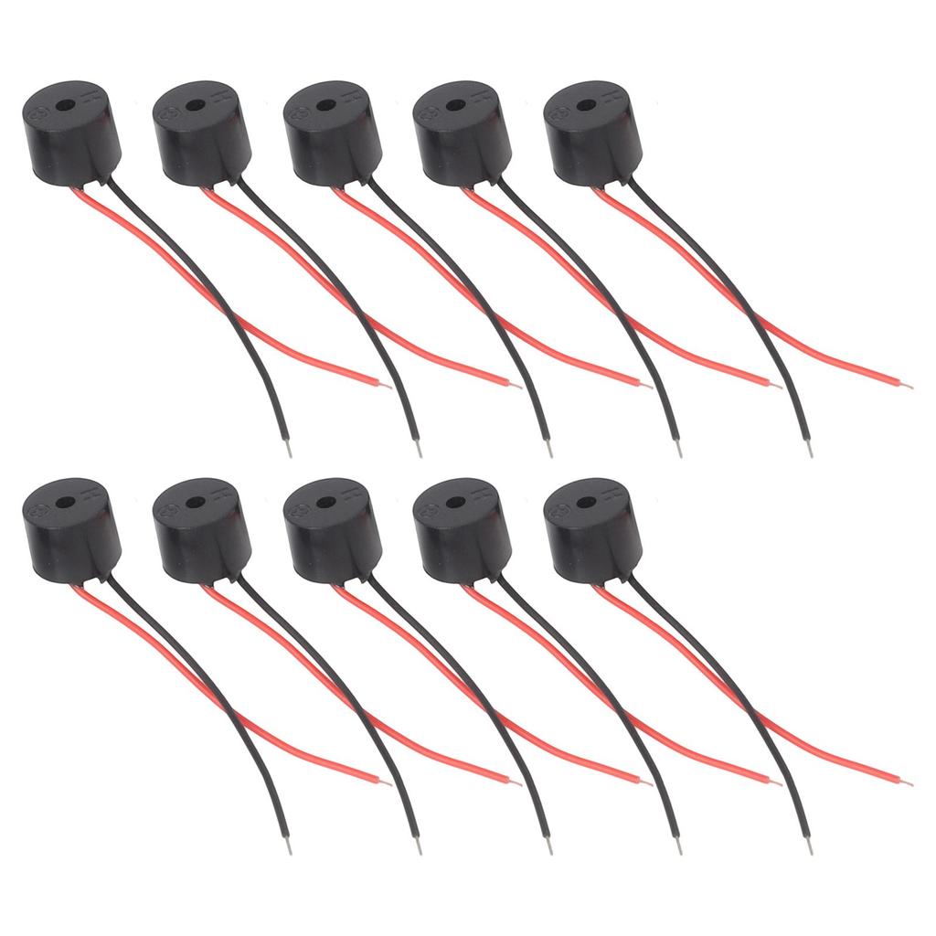 10 Stück Aktive Piezoelektrische Summer mit Kabelanschluss Beeper 12V für Motorradsignal mit Empfindlichem Auslöser und ABS-Material