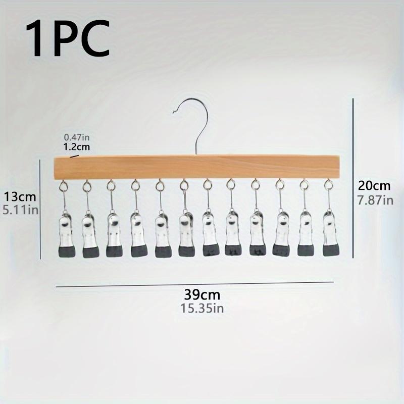 

1 шт. Универсальная деревянная вешалка для шляп с 12 зажимами - Идеально подходит для сушки нижнего белья, галстуков, шарфов и многого другого - Идеальный органайзер для шкафа,