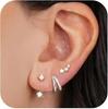 Elegant Zircon Silver Hoop Earrings with Double-Layer Ear Cuffs