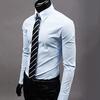 Men's Fashion Casual Solid Candy Color Long Sleeve Slim Fit Dress Shirt Top