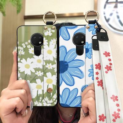 Custodia per Telefono Antiurto con Fiori per Nokia 6.2/7.2 Resistente allo Sporco Silicone Pittura ad Olio Impermeabile Custodia Morbida Cinturino Anello
