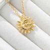 Sun and Moon Necklace For Women Stainless Steel Vintage Gold Color Necklaces Pendants Goth 2024 Trend Jewelry BFF Collier Femme