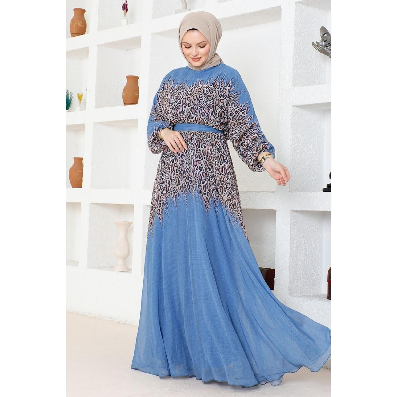 

Платье с поясом Dmn3982 Индиго 42