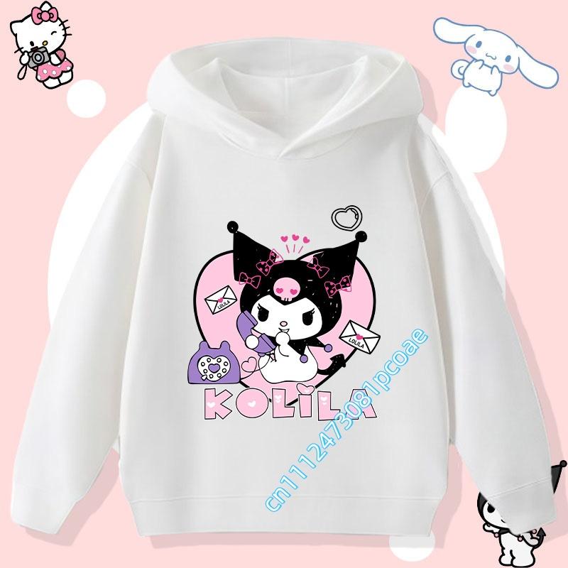 2026 New Kurumi Children's Hooded Sweatshirt Boys' Sport Shirt Girls' Casual Top Sanrio Cartoon Print Fall/Winter Pullover Shirt