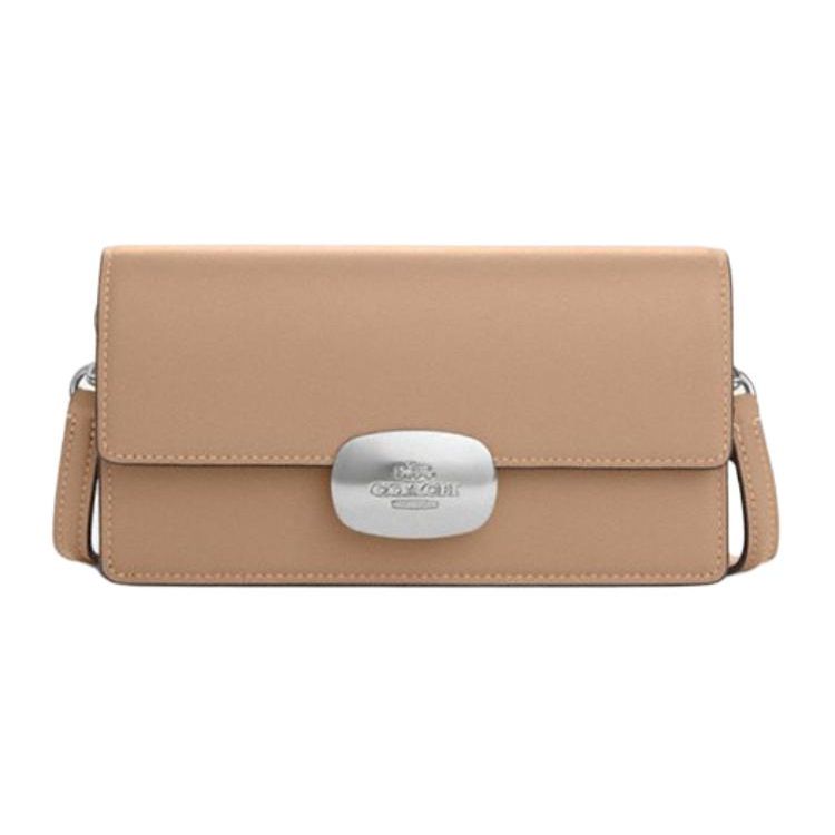 Coach Eliza 20 Solid Color Detachable Shoulder Strap Logo Leather Crossbody Bag Small Women crossbody bag Gray-Brown CP045-SVTP Yellow Box