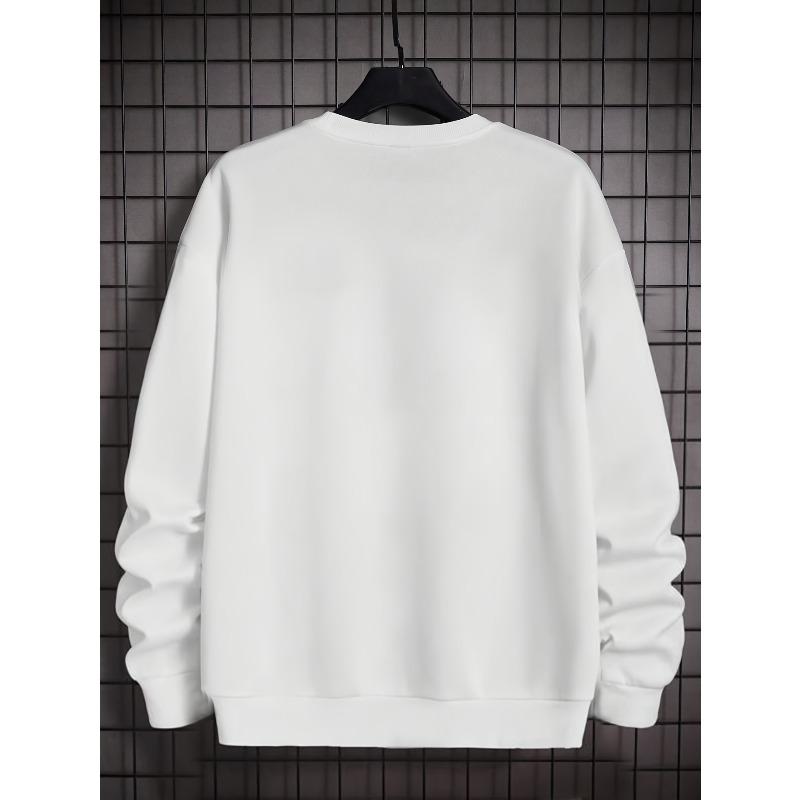 1pc Men'S Fashion Creative Artistic Bear Print Casual Crew Neck Sweatshirt, Polyester Knit Fabric with Slight Stretch, Loose Fit Long Sleeve Pullover