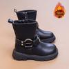 2026 Girls' Two-Layer Leather Winter Boots: Fashionable, Versatile, Warm Short Boots for Middle and Big Kids