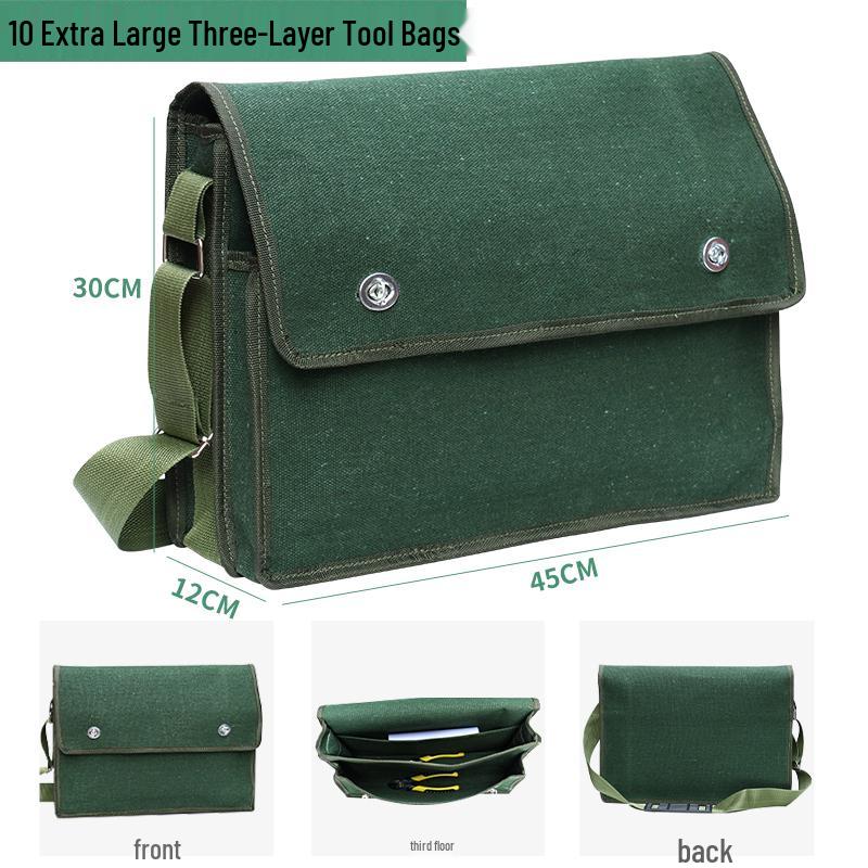 Sturdy Multifunctional Canvas Electrician Tool Bag - Durable, Wear-Resistant Hardware Organizer Pouch