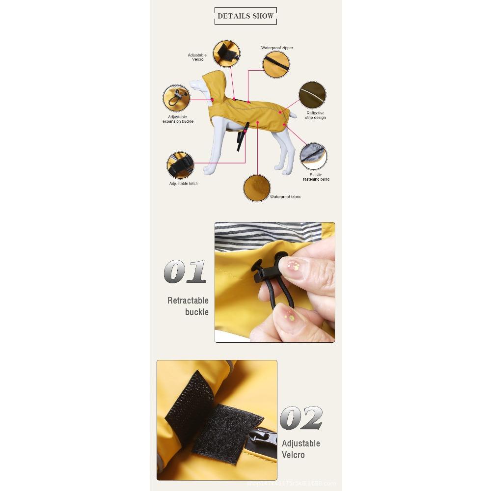 Pet Raincoat Hooded Reflective Dog Raincoat Waterproof High-end Large Dog Dog Clothes Outdoor Pet Products