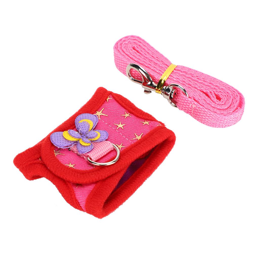 Small Pet Animal Leash Harness Set Chest Strap Traction Vest for Rabbit Hamster Guinea PigRed M