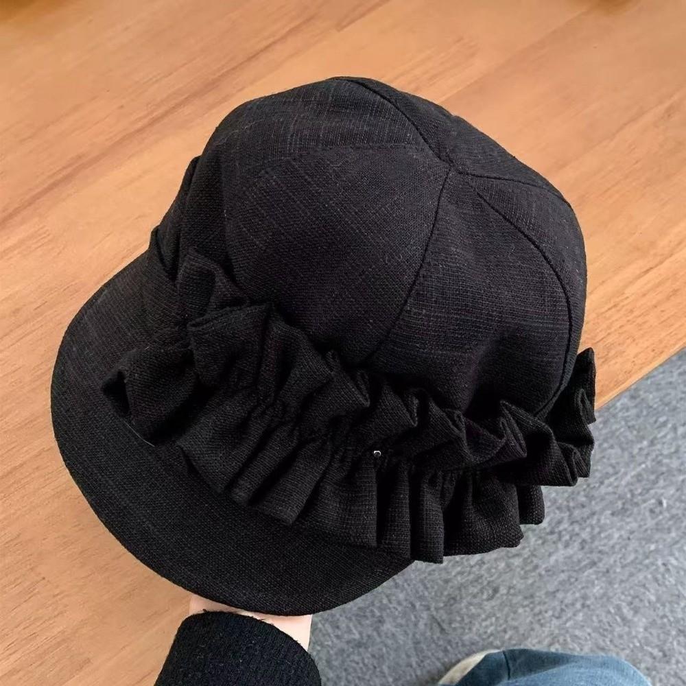 Lace Trim Small Face Fit Equestrian Hat Sun Protection Octagonal Cap Spring Season