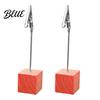 Organizzatore da scrivania per ufficio 2 pezzi Base cubica in legno Portamemo con clip Mini