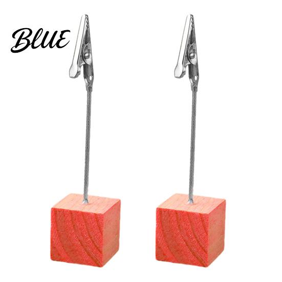 Organizzatore da scrivania per ufficio 2 pezzi Base cubica in legno Portamemo con clip Mini
