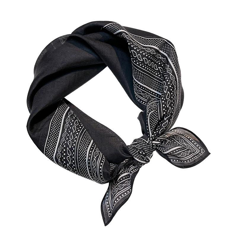 30% Silk 70% cotton Scarf Bandana Women Square Scarves Wrap Kerchief Fashion dot Headband Leopard Hijab Shawls Bandana Foulard