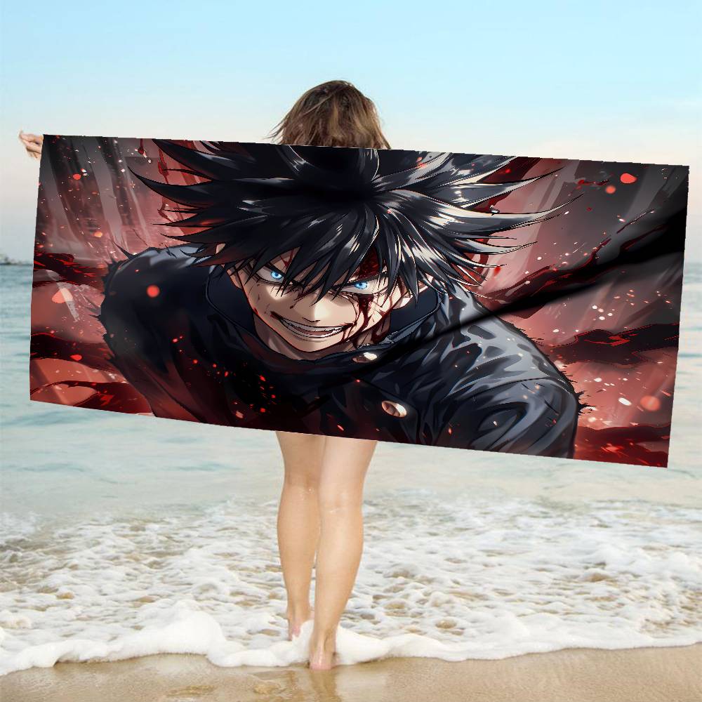 J-Jujutsu K-kaisen Anime Mikrofaserdecke Schnell trocknende Strandtücher Übergröße Druck Super saugfähige Pooltuchdecke