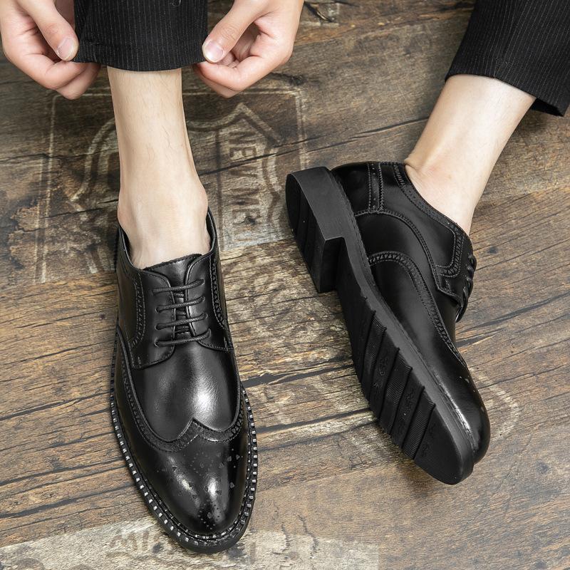 Brock Leder Schuhe eingraviert Britischer Stil Business Freizeit Friseur Hochzeits Bräutigam Schuhe Braun