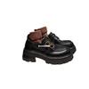 The Same Style, with a Height Increase of 6cm, Washed Horse Skin, Small Gold Buckle, Thick Heel, Thick Sole, Loafer Single Shoes, Small Leather Sho