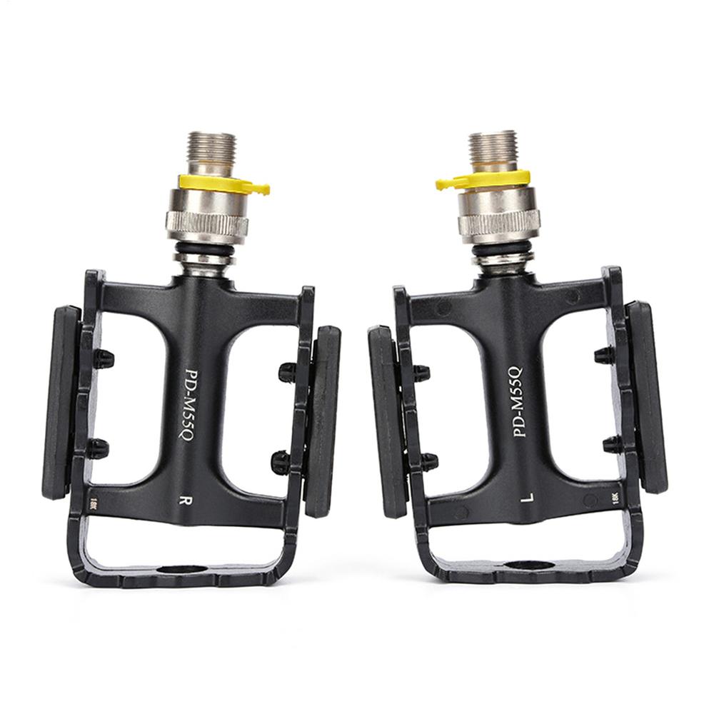 1Pair Aluminum alloy Bike Quick Release Pedals Universal Pedals Quick Release Bike Replacement Pedals with Non-Slip Teeth чёрный