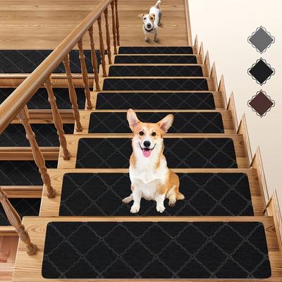 1/3pcs 76x20cm Stair Treads Carpets Self Adhesive Stepping Mat Set Runner Indoor Water Absorption Non-Slip Stair Mats