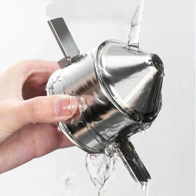 Stainless Steel Coffee Filter Cup Reusable Cone Coffee Filter Pour Over Coffee Maker Folding Filter Cup for Drip Espresso & Tea