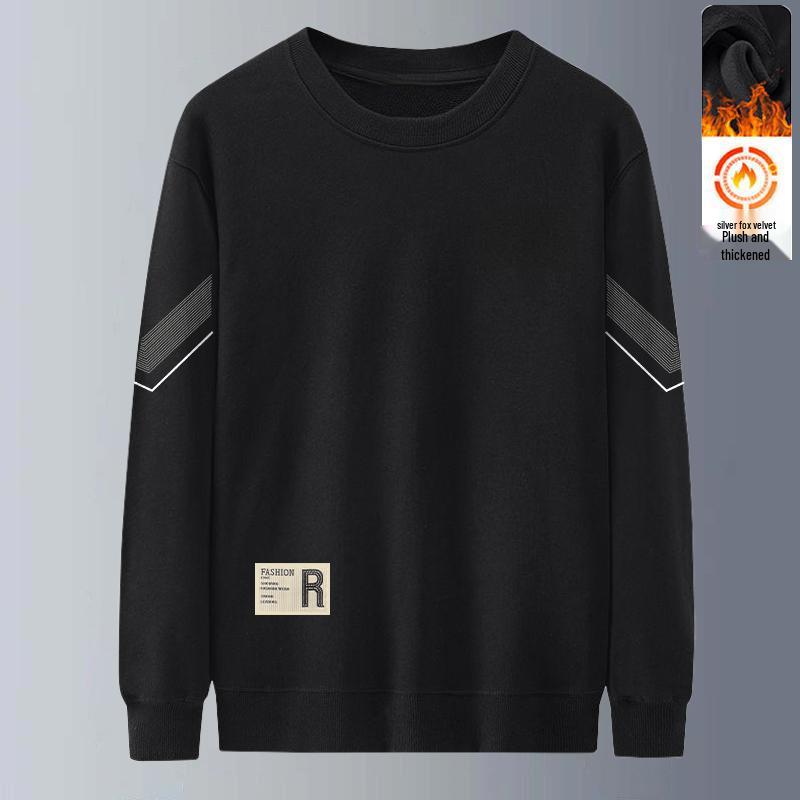 Men's Autumn/Winter Loose Long-Sleeve Sweatshirt - Trendy, Thick, Velvet Base Layer, Round Neck for Young Students