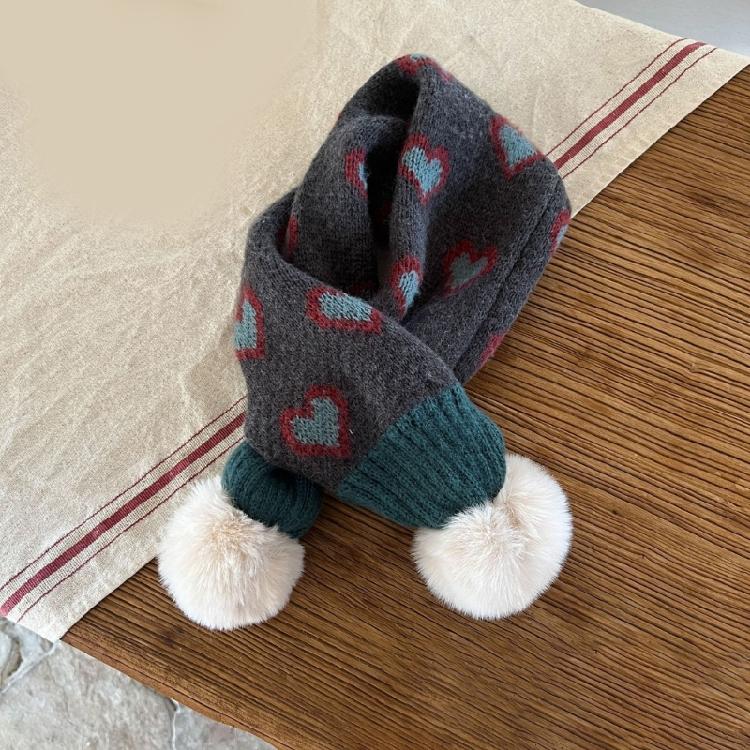 Children Knitted Scarf Soft and Warm Heart Pattern Neck Warmer Fashionable Autumn Winter Various Outfit Neck Gaiter
