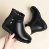 Autumn Winter Mum Warm Cotton Soft Shoes Women  Fleece Side Zip Thick Bottom Short Boots Leisure Round Head Flats Boots