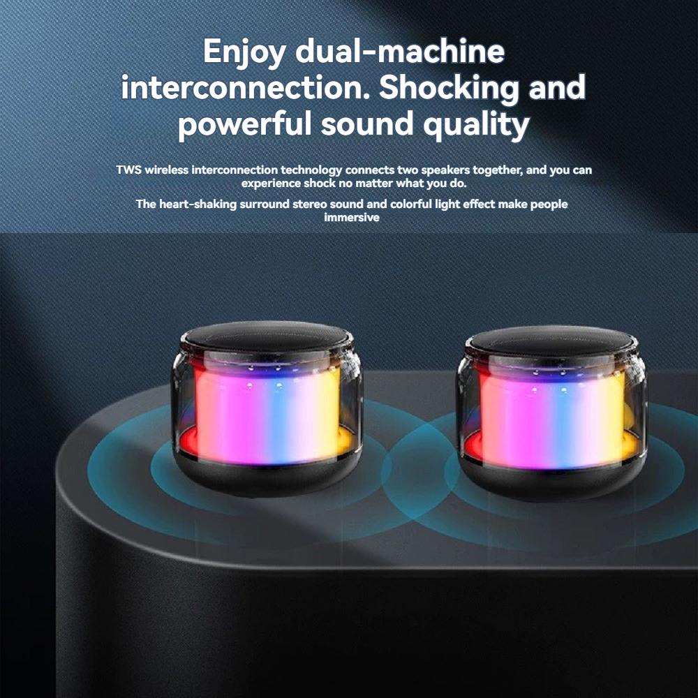 Boxă Soundbar Portabilă Compactă TWS Compatibilă Bluetooth Fără Fir Difuzor Puternic Lumini LED pentru Călătorie/Activități în Aer Liber/Acasă