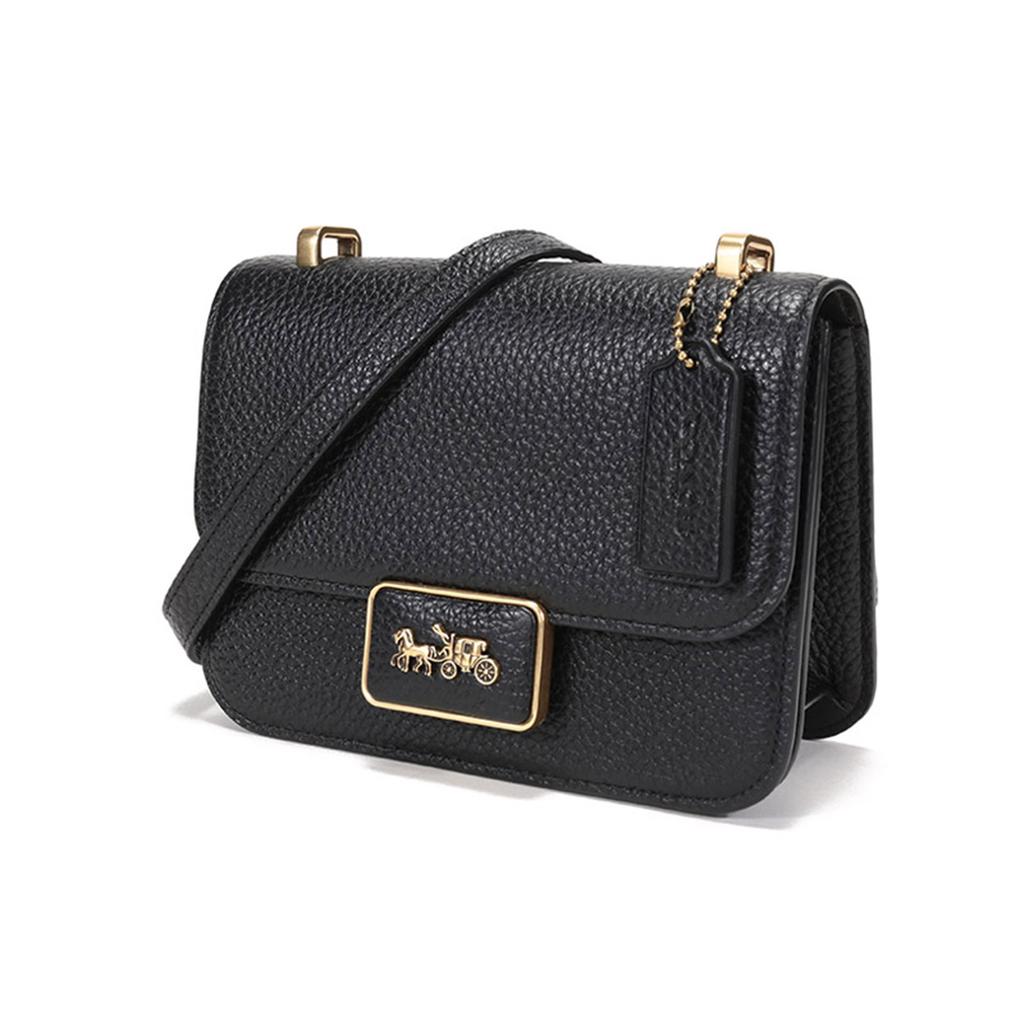 New COACH Alie Leather Messenger Bag Small Square Bag Crossbody Bags Shoulder Bags Women's Black 4617-B4BK