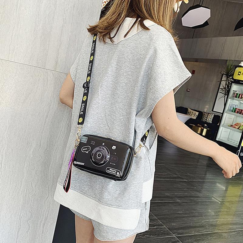 SCIONE Bolsa de Ombro Mini Câmera 2025 Nova PU Pintada Bolsa Fofa para Menina Moda Personalidade Coringa Bolsa Transversal