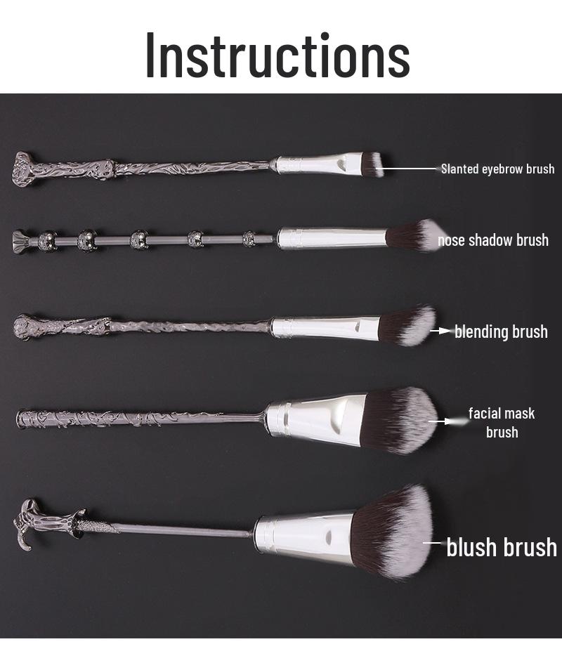 Harry Potter Makeup Brush Set: Hermione Wand, Magic Wand Brushes, Blush & Angled Eyebrow Brush