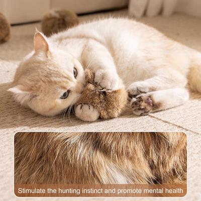 Furry Ball Cat Toy Soft Fluffy Rabbit Fur Ball Washable Fun Cat Chasing Ball Bunny-Kick Toy for Indoor Cats Exercise Stimulates Hunting Instinct