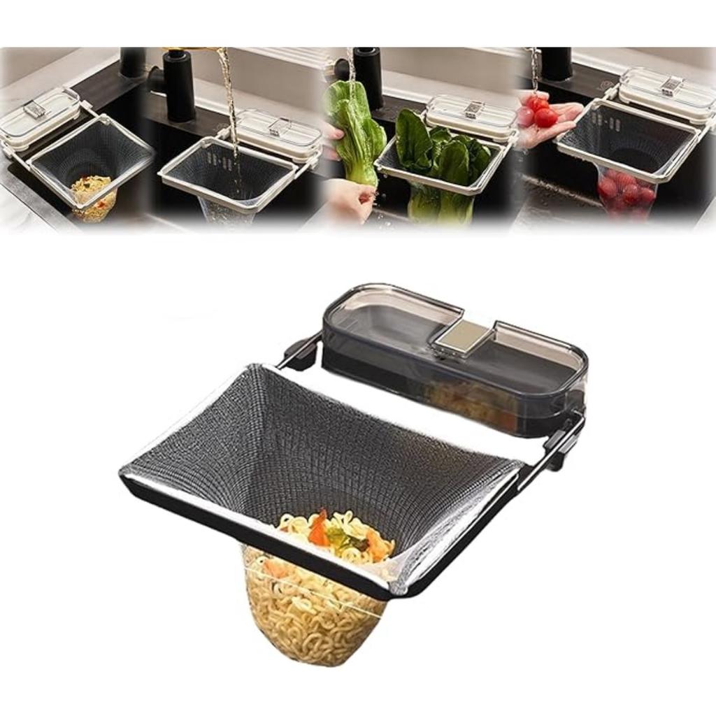 Sink Drainer Suction Cup Sink Strainer Reusable Sink Drain Strainer for Kitchen Food Waste with 50 Pcs Disposable Mesh Bags Foldable Multifunctional
