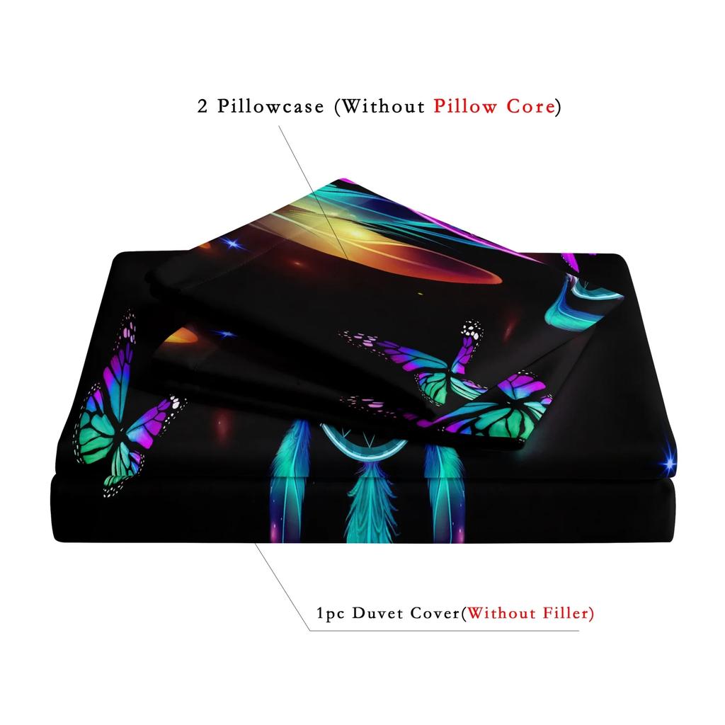 3pcs Dreamcatcher Pattern Printed Bedding Set1 Quilt Cover+2 Pillowcase Suitable for Adults Bedroom Dreamcatcher Duvet Cover Set